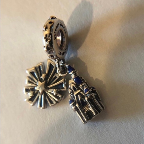 Pandora Disney Parks Castle Fireworks Double Dangle Charm - Picture 2 of 5